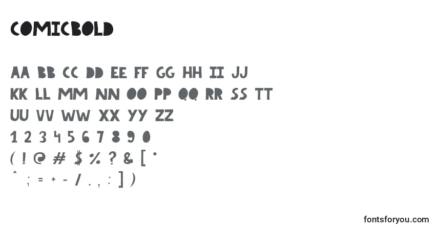 Czcionka Comicbold – alfabet, cyfry, specjalne znaki
