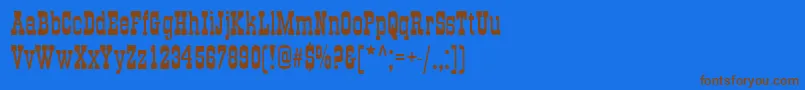 フォントGradPlain – 茶色の文字が青い背景にあります。