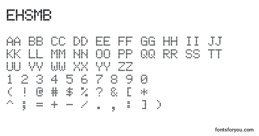 Czcionka Ehsmb – alfabet, cyfry, specjalne znaki