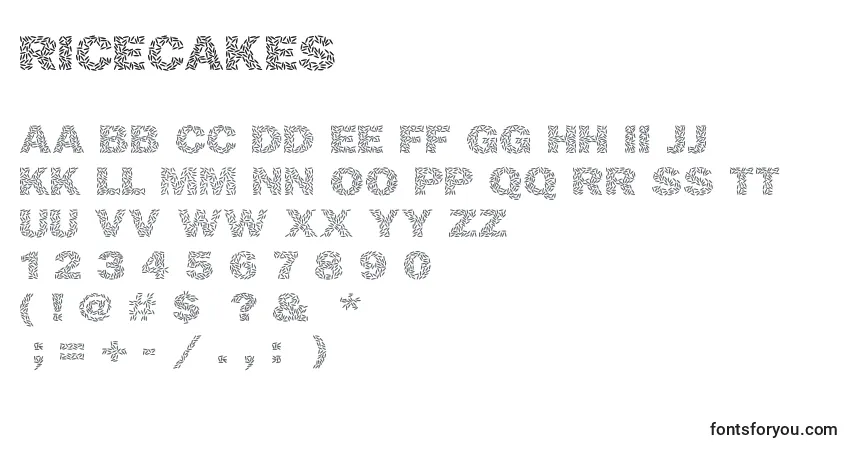 Schriftart Ricecakes – Alphabet, Zahlen, spezielle Symbole