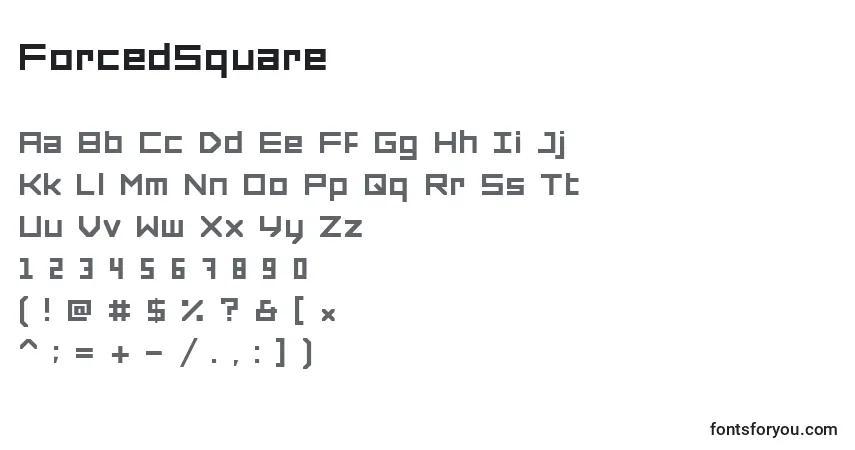 A fonte ForcedSquare – alfabeto, números, caracteres especiais