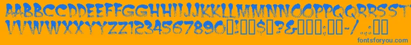 Burntmf-Schriftart – Blaue Schriften auf orangefarbenem Hintergrund