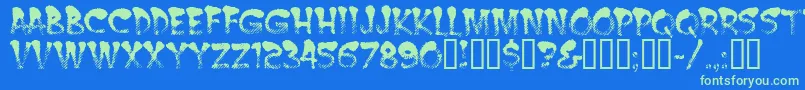 Burntmf Font – Green Fonts on Blue Background