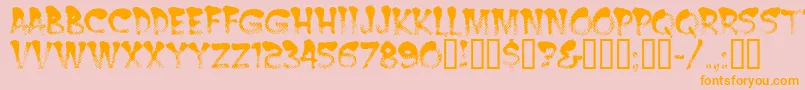 フォントBurntmf – オレンジの文字がピンクの背景にあります。