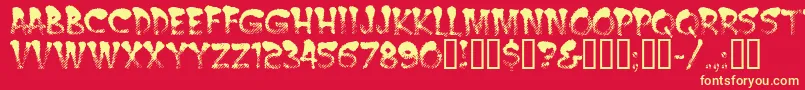 フォントBurntmf – 黄色の文字、赤い背景