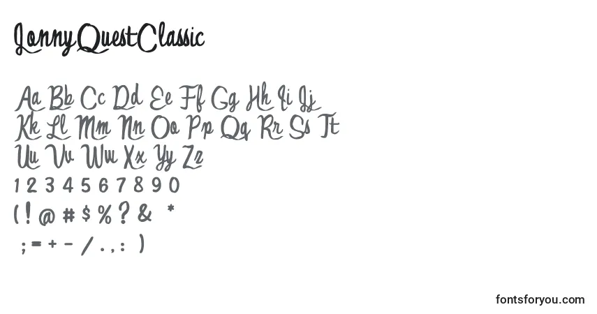 Шрифт JonnyQuestClassic – алфавит, цифры, специальные символы