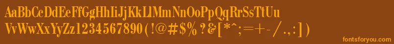 フォントBodonicondctt – オレンジ色の文字が茶色の背景にあります。