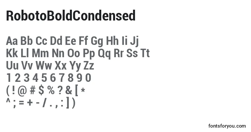 Czcionka RobotoBoldCondensed – alfabet, cyfry, specjalne znaki