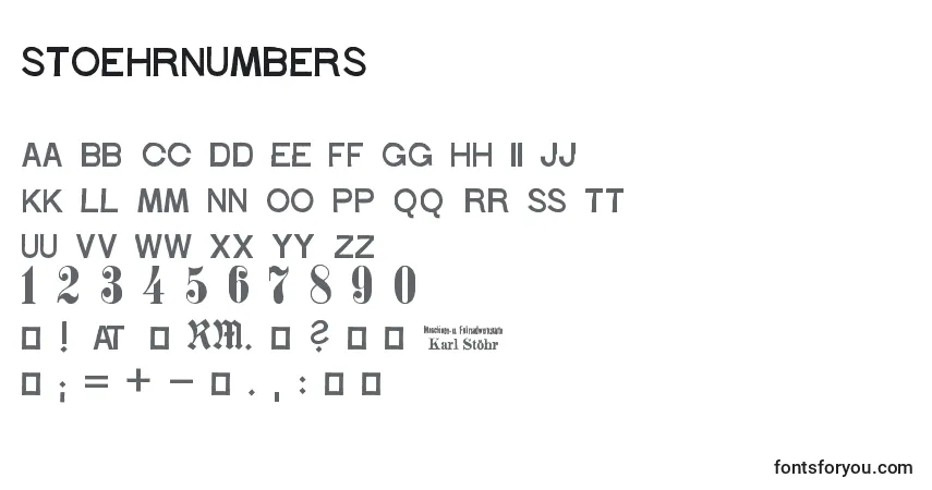 A fonte StoehrNumbers – alfabeto, números, caracteres especiais