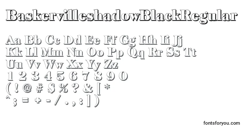 Czcionka BaskervilleshadowBlackRegular – alfabet, cyfry, specjalne znaki
