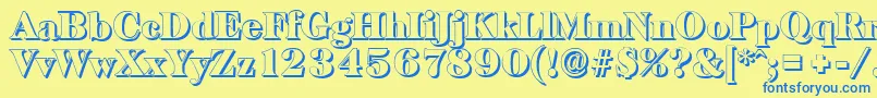 BaskervilleshadowBlackRegular Font – Blue Fonts on Yellow Background