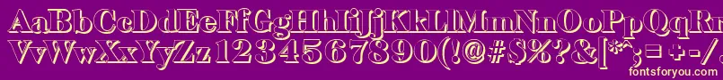 BaskervilleshadowBlackRegular-Schriftart – Gelbe Schriften auf violettem Hintergrund