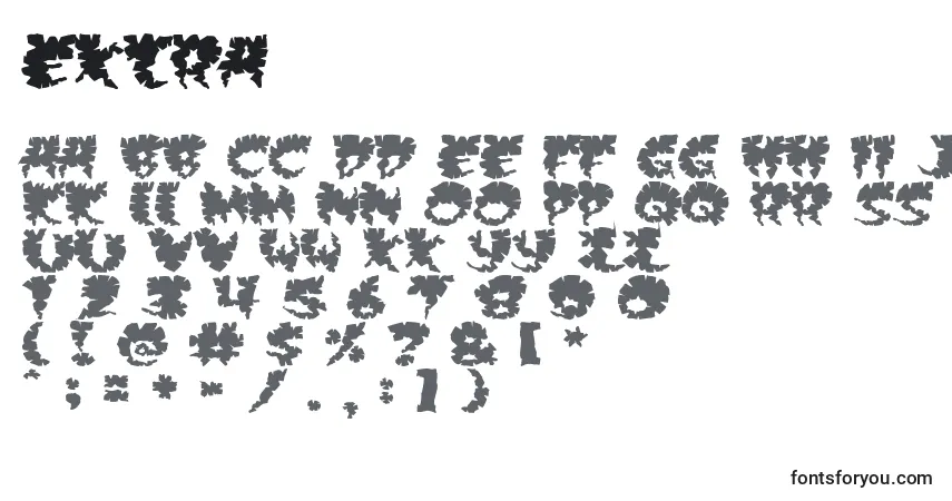 Czcionka Extra – alfabet, cyfry, specjalne znaki