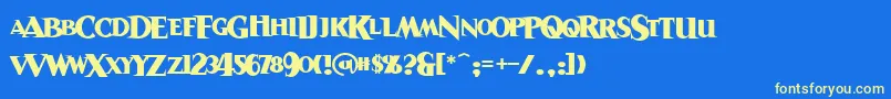 Sanitariumbb Font – Yellow Fonts on Blue Background