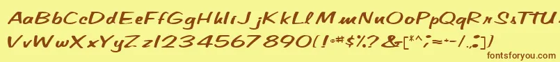 Weitere Informationen zur CindyPamMarkerRegular-Schriftart CindyPamMarkerRegular-Schriftart – Braune Schriften auf gelbem Hintergrund