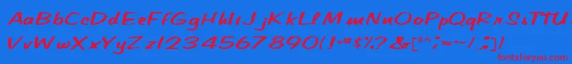 Czcionka CindyPamMarkerRegular – czerwone czcionki na niebieskim tle
