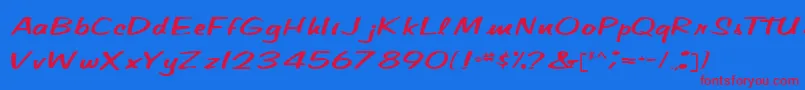 CindyPamMarkerRegular Font – Red Fonts on Blue Background