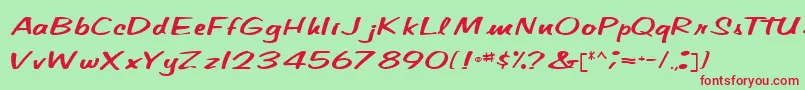 CindyPamMarkerRegular-Schriftart – Rote Schriften auf grünem Hintergrund