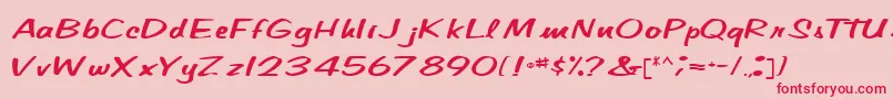フォントCindyPamMarkerRegular – ピンクの背景に赤い文字