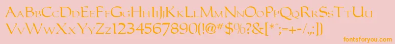 Carolu-Schriftart – Orangefarbene Schriften auf rosa Hintergrund