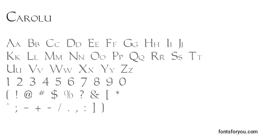 characters of carolu font, letter of carolu font, alphabet of  carolu font