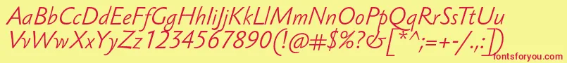 フォントSebastianlightucfItalic – 赤い文字の黄色い背景