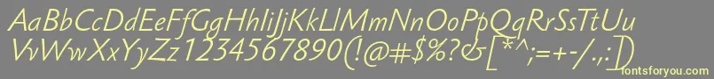 Шрифт SebastianlightucfItalic – жёлтые шрифты на сером фоне