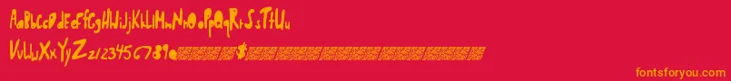 Fonte Shwedybawls – fontes laranjas em um fundo vermelho