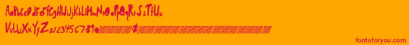 Shwedybawls Font – Red Fonts on Orange Background
