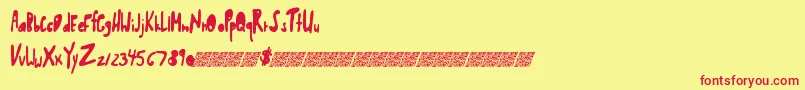 Shwedybawls Font – Red Fonts on Yellow Background