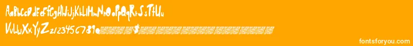 Shwedybawls-Schriftart – Weiße Schriften auf orangefarbenem Hintergrund