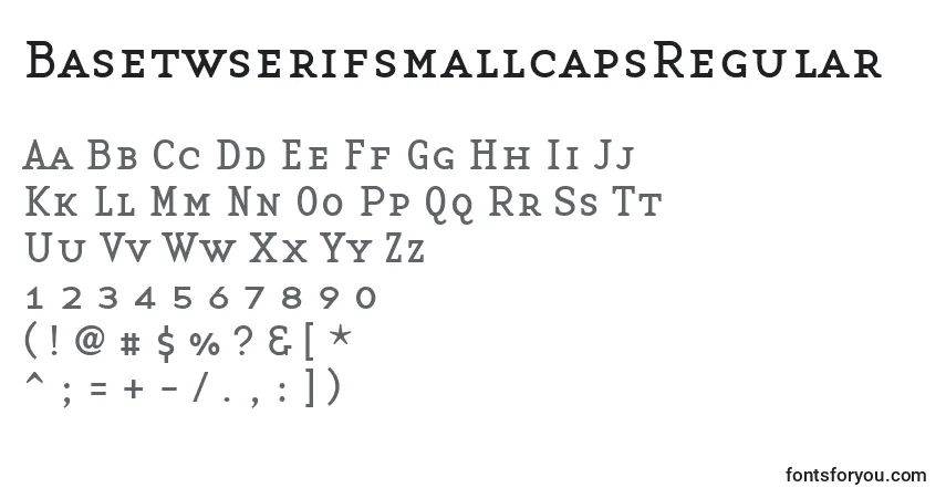 A fonte BasetwserifsmallcapsRegular – alfabeto, números, caracteres especiais