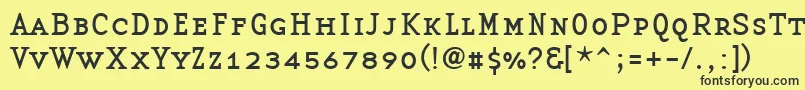 フォントBasetwserifsmallcapsRegular – 黒い文字の黄色い背景