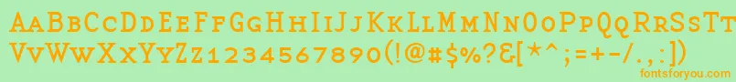 BasetwserifsmallcapsRegular-fontti – oranssit fontit vihreällä taustalla