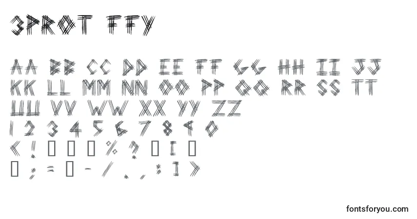 Schriftart 3prot ffy – Alphabet, Zahlen, spezielle Symbole