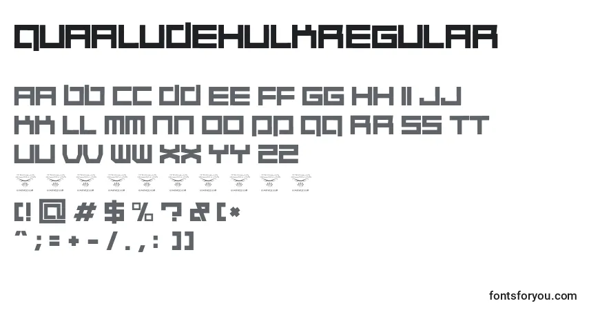 Шрифт QuaaludehulkRegular – алфавит, цифры, специальные символы
