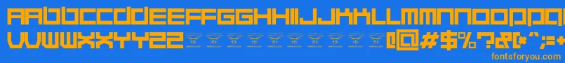 QuaaludehulkRegular-Schriftart – Orangefarbene Schriften auf blauem Hintergrund