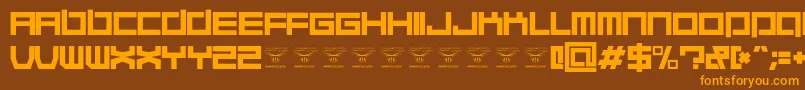 QuaaludehulkRegular-Schriftart – Orangefarbene Schriften auf braunem Hintergrund
