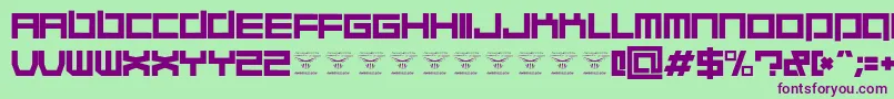 フォントQuaaludehulkRegular – 緑の背景に紫のフォント
