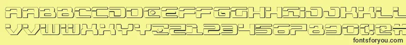 Troopers3D-fontti – mustat fontit keltaisella taustalla