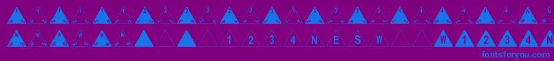 DpolyFourSider-fontti – siniset fontit violetilla taustalla