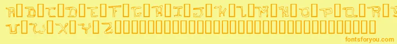 Saiba mais sobre a fonte IHateYouOddtype Fonte IHateYouOddtype – fontes laranjas em um fundo amarelo