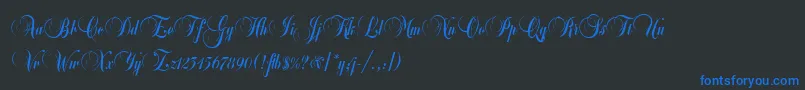 フォントBalmoralLetPlain.1.0 – 黒い背景に青い文字