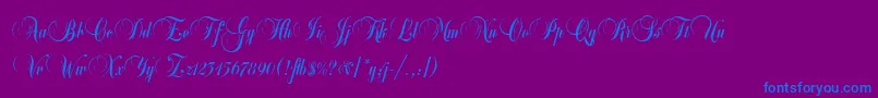 BalmoralLetPlain.1.0-fontti – siniset fontit violetilla taustalla