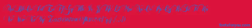 フォントBalmoralLetPlain.1.0 – 赤い背景に青い文字