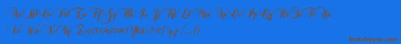 BalmoralLetPlain.1.0-Schriftart – Braune Schriften auf blauem Hintergrund