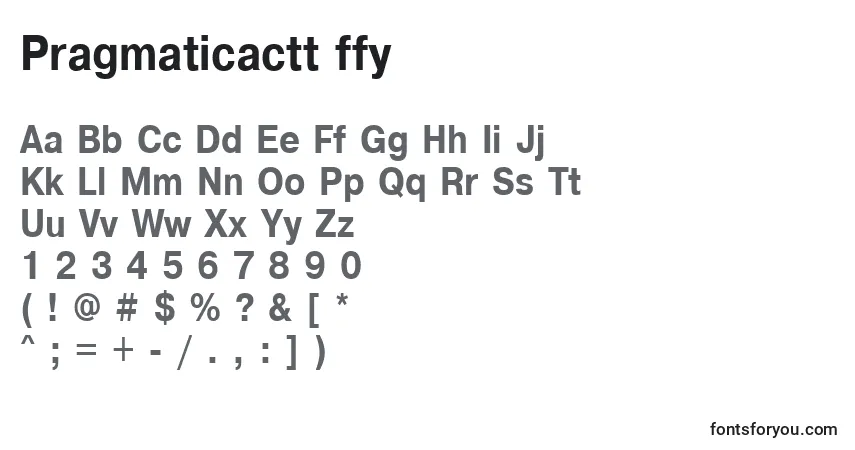 Czcionka Pragmaticactt ffy – alfabet, cyfry, specjalne znaki