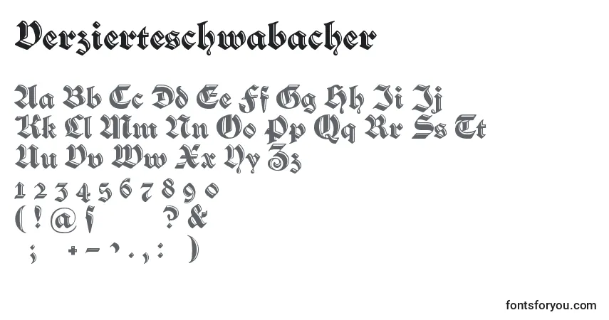 Schriftart Verzierteschwabacher – Alphabet, Zahlen, spezielle Symbole