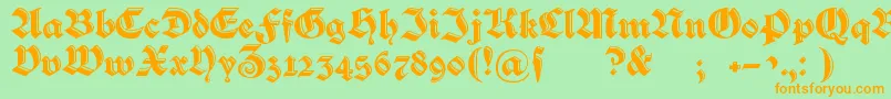 Verzierteschwabacher Font – Orange Fonts on Green Background