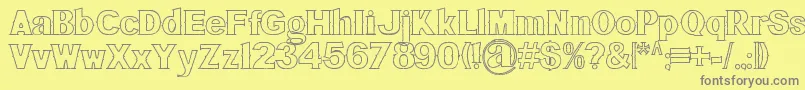 BluegrassOutline-Schriftart – Graue Schriften auf gelbem Hintergrund